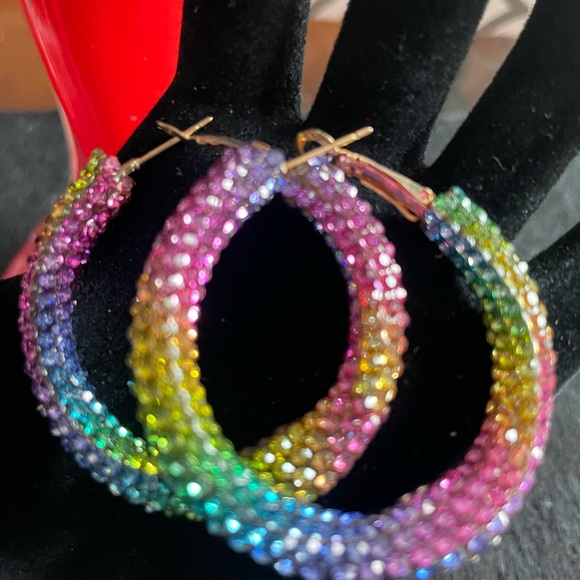 Rainbow sparkle, diamond cubic, zirconia, earrings, new, and gift box - Picture 6 of 6